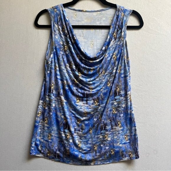 Blue Sky bamboo Lycra sleeveless printed top Sz S - Picture 1 of 5